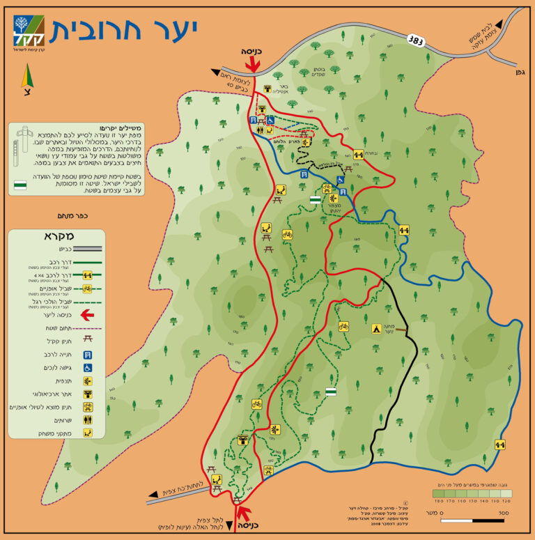 מפת של יער חרובית פארק הלוחם